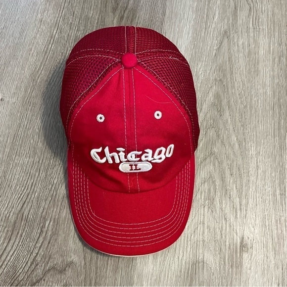 Men's Tyvis Chicago Illinois Windy City Red & White Baseball Hat - Picture 9 of 12